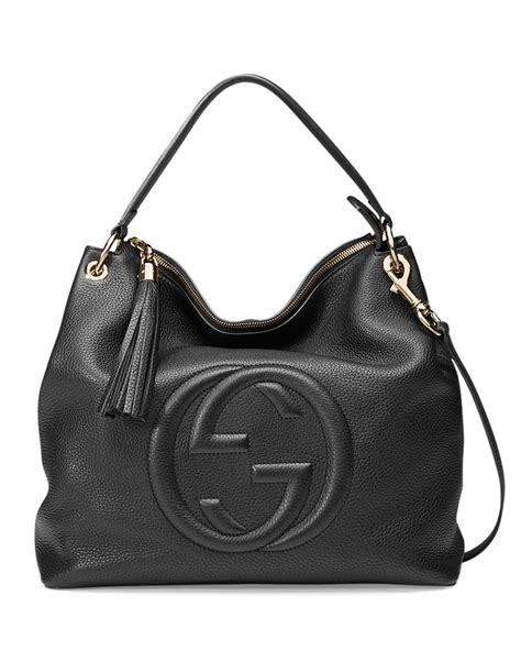 black leather Gucci shoulder bag